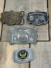 Lot of 4 Vintage Shriners Belt Buckle Buckles Freemasonry Masonic Shrine Circus
