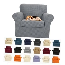  Latest Checkered 2 Pieces Chair Covers for 31"-46"(1 CUSHION) Light Gray