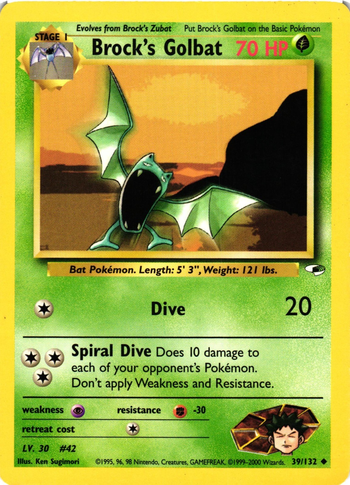 Pokemon TCG Gym Heroes Brock's Golbat 39/132 Unlimited Uncommon MP