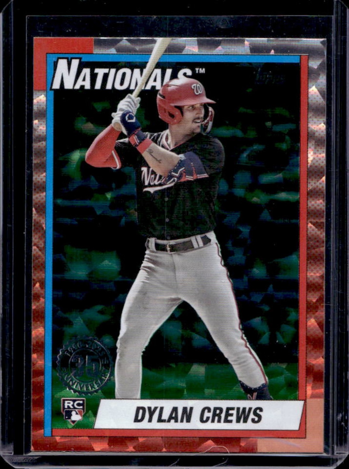 2025 Topps Dylan Crews 1990 35th Anniversary RC Green Crackle Foilboard #82/99