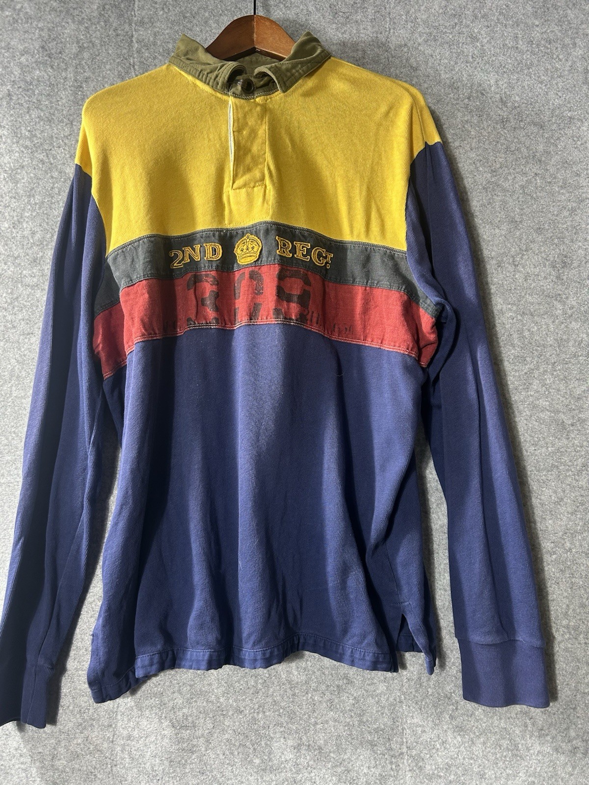 VTG Polo Ralph Lauren Men XL Custom Fit Color Block Rugby Shirt Union Jack Flag