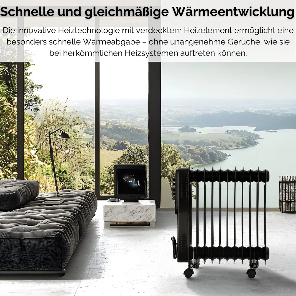 11 Finned Oil Radiator Electric Heater Radiant Mini Heater 2500 Watt Heater - Image 4 of 4