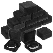 12 Pcs Velvet Bracelet Boxes for Jewelry Gift, Classic Black Bracelet Gift Bo...