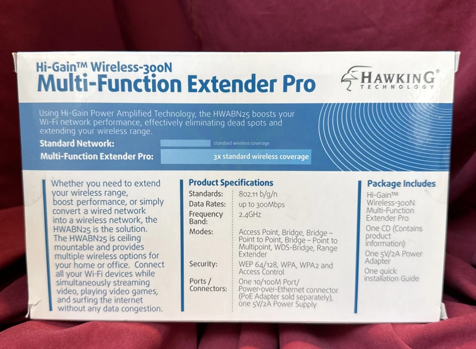 Hawking Hi-Gain Wireless-300N Multi-Function Extender Pro (HWABN25) - **NEW** - Image 2 of 4
