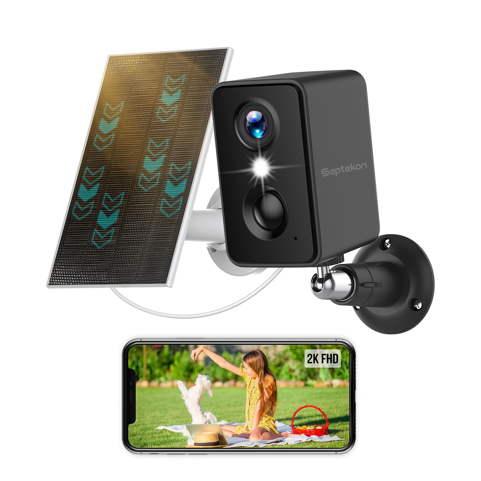 Wireless Outdoor 2K Solar Security Cameras for Enhanced Home Security with Long-Lasting Battery