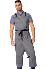 Under NY Sky Pottery Apron, Overlapping SplitLeg, CrossBack, Twill Gray