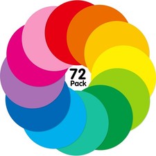 11 Inch Colorful Dry Erase Dots Circles 72 Pack for Classroom Table Desk Remo...