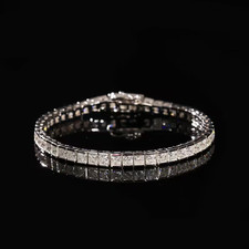 8.00 TCW Princess Cut Lab Created Diamond Tennis Bracelet 14k White Gold Plated