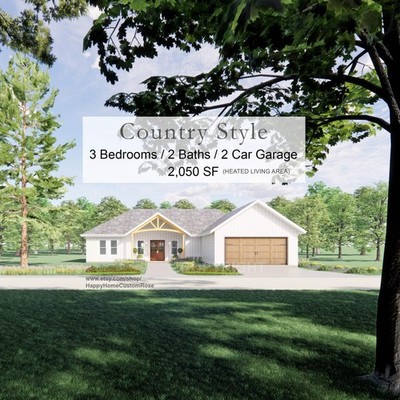 Riverside Farmhouse House Plan - 2005 SF, 3 Bed 2.5 Bath - Modern Open Floor Pla