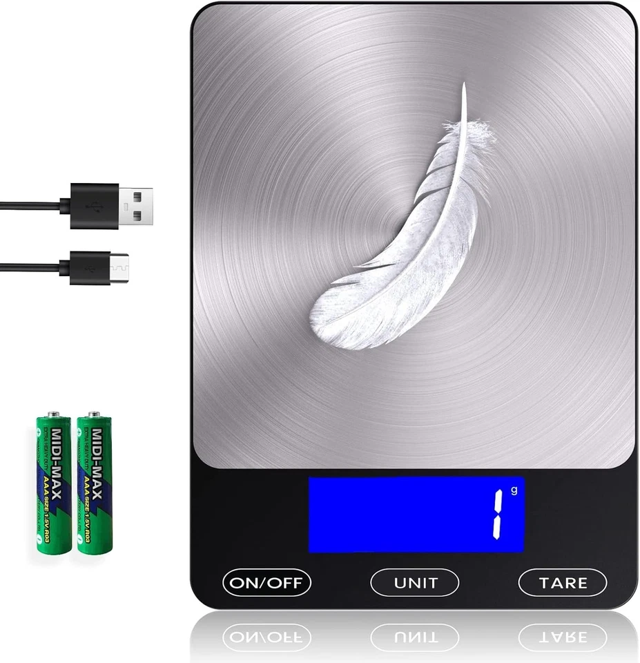 Báscula de cocina digital compacta de 33 lb - Acero inoxidable de alta precisión, negra Foto 3 de 4