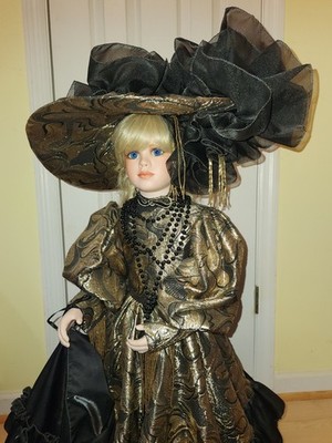 Rustie Doll OOAK Black & Gold 34'' Porcelain Doll 1995