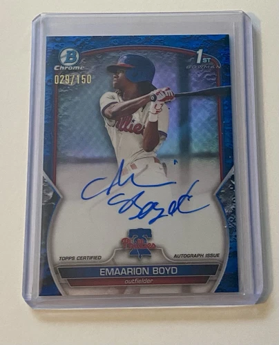 2023 Bowman Chrome Blue Lunar Crater Emaarion Boyd Auto /150 Phillies Marlins