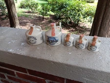 VINTAGE LOT OF 5 MICHTER'S WHISKEY STONEWARE JUGS EMPTY  JUG 1/10 PINT 1/2 PINT