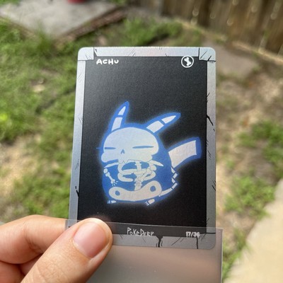 Pokederp Halloween X-ray Achu Holo Pikachu 17/36 Custom Derpy Card