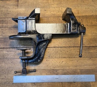 RARE Antique Vise Clamping Bench Base • 3" Jaws • Vintage Machinist Tools ☆USA