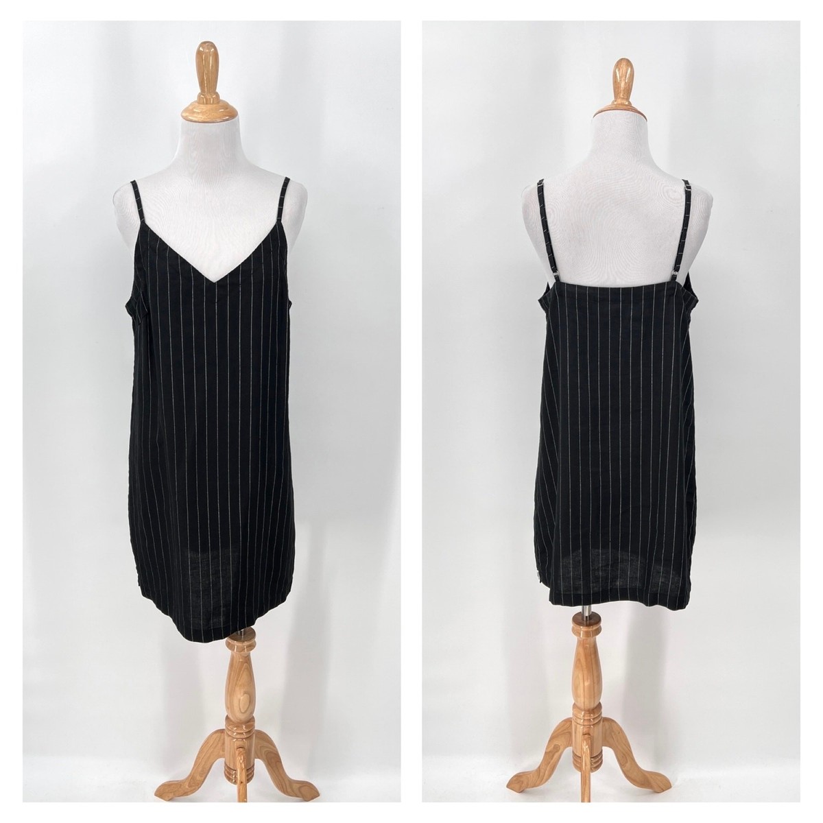RHYTHM Linen Mini Dress Women Medium Black White Pinstripe Spaghetti Strap Vneck | eBay RHYTHM Linen Mini Dress Women Medium Black White Pinstripe Spaghetti Strap Vneck | eBay