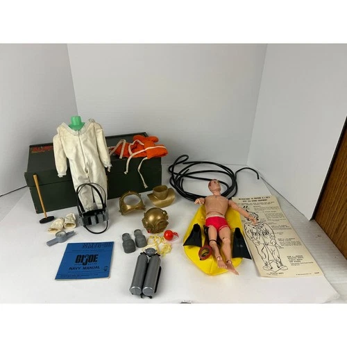 Vintage 1960s GI Joe Deep Sea Diver Lot Figure Helmet Suit Gear Box Accessories