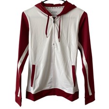 NEW ASICS Junior's Lani Track Jacket Size Large Red White Sports Full Zip Hood