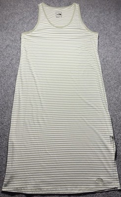 The Northface Womens/Femmes Xl/Tg Green&White Striped Short sleeve Dress Maxi