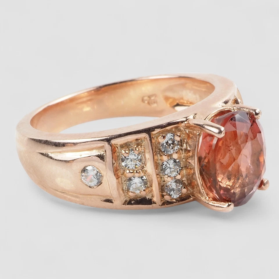 Anillos finos hechos a mano de plata de ley 925 de 2,20 quilates de turmalina naranja atardecer talla 6,5 Foto 4 de 4