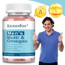 Men's Organic Multi Omegas Vitramins Balanced Energy Immune Health 60 Gummies