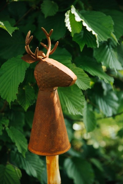 Bezaubernder Landhaus Zaunhocker Elch, Zaunfigur Elch 28 Cm-image
