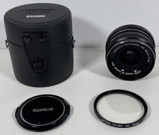 Vintage Konica Hexanon AR 28mm f/3.5 MF Lens AR Mount w/ Case & 55mm UV Filter