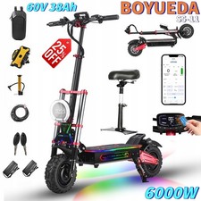 6000W Dual Motor Electric Scooter 60V38AH Off Road Foldable E-Scooter 11" 85KM/H