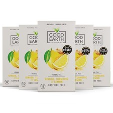 Image of Good Earth Ginger, Turmeric & Lemon Tea Bags - Herbal Zing, 75 Plant-Based Bags