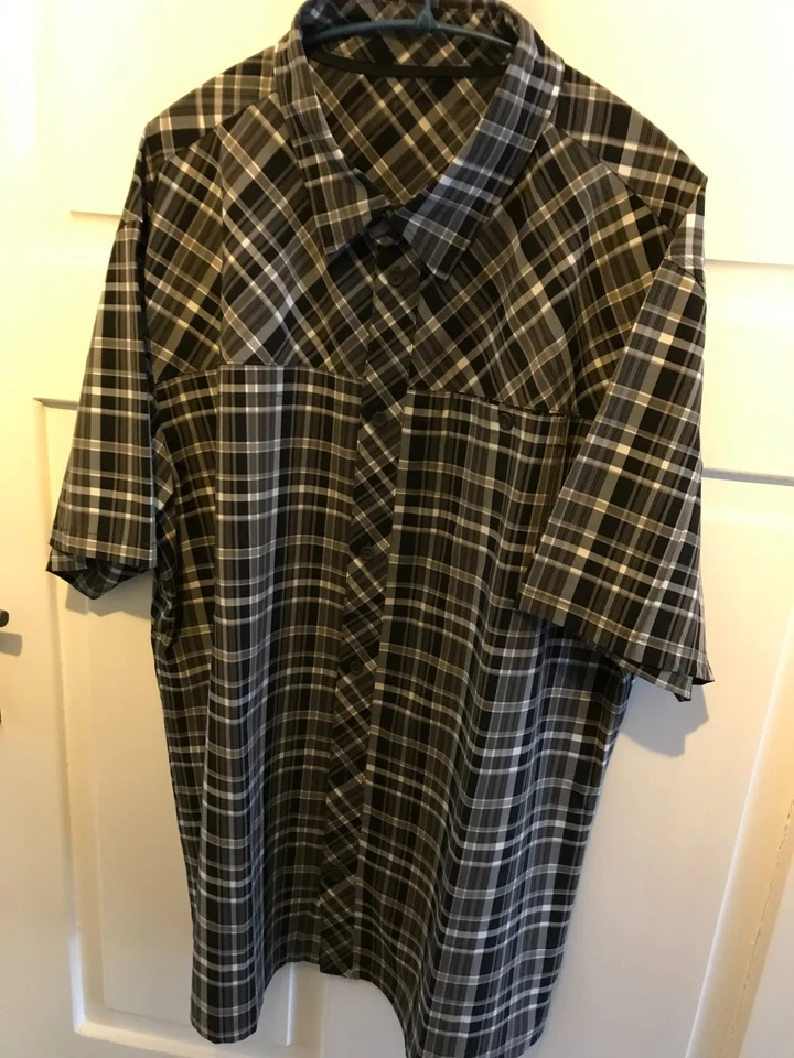 XXL 56 Wanderhemd Kurzarm kariert schwarz - schnell trocknend -nahezu bügelfrei - Bild 4 von 4