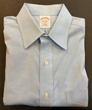 Brooks Brothers Dress Shirt Mens 15 - 32 Traditional Fit Blue All Cotton NonIron