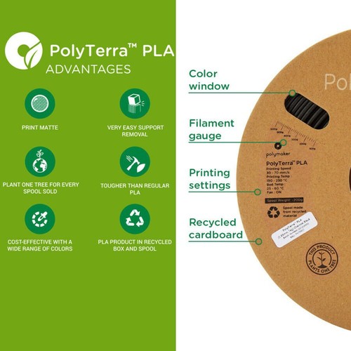 Panchroma™ Matte PLA (Formerly PolyTerra™ PLA) Filament 1.75mm 1kg - Picture 2 of 43
