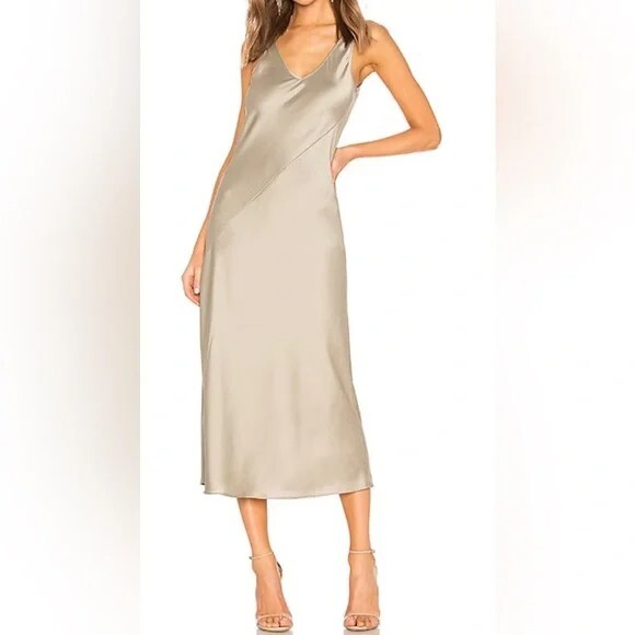 midi long sleeve a line dress Women's Caris A-line Long Sleeved Taffeta Midi Dress S/M/L/XL Ivory White MEAN BLVD Ivory White / M main image 0