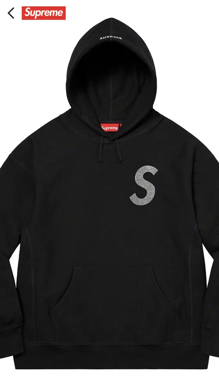 Sweat à capuche Supreme Swarovski S Logo•Noir•Taille Large•Neuf avec étiquettes