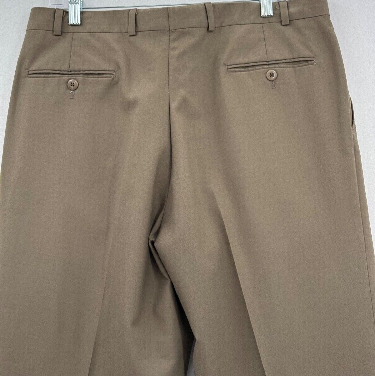 Chaps Ralph Lauren 100% Dress Pants Mens 36 x 29 Lt Brown Pleated Cuffed Pre-Own