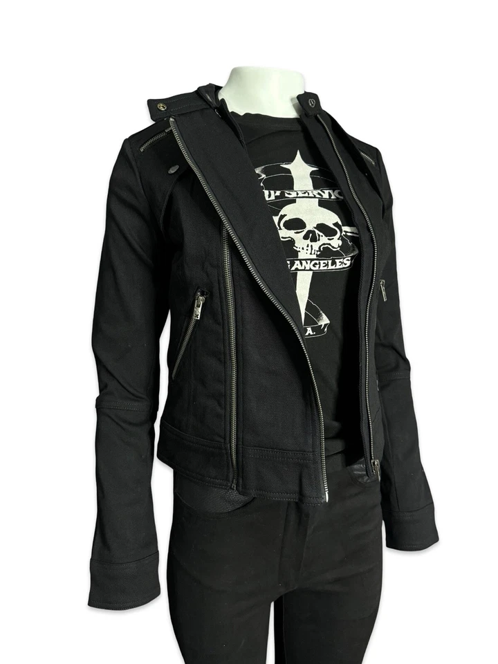 Chaqueta Jean Tripp NYC Autobahn Negra Punk Metal Gótica Escenario Rock Motociclista Foto 2 de 4