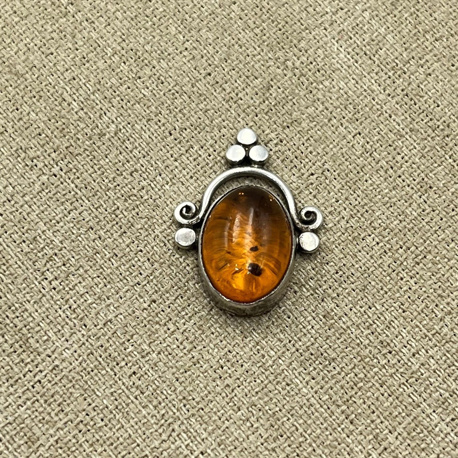Authentic large amber Sterling silver pendant - image 1