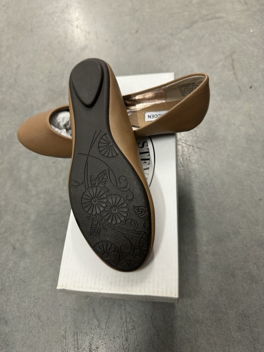 NIB Steve Madden P-Heaven Cognac Leather Ballet Women's Flats Size