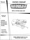 1973 Craftsman 101.2290  Commercial Metal Cutting Band Saw - Owner's Manual