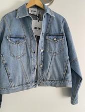 Msgm Blue Denim Cotton Jacket Long Sleeves Pockets Size 38 Bnwt
