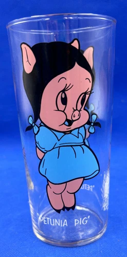 Vintage 1973 Pepsi Petunia Pig Looney Tunes FEDERAL Thin Glass - White Letters