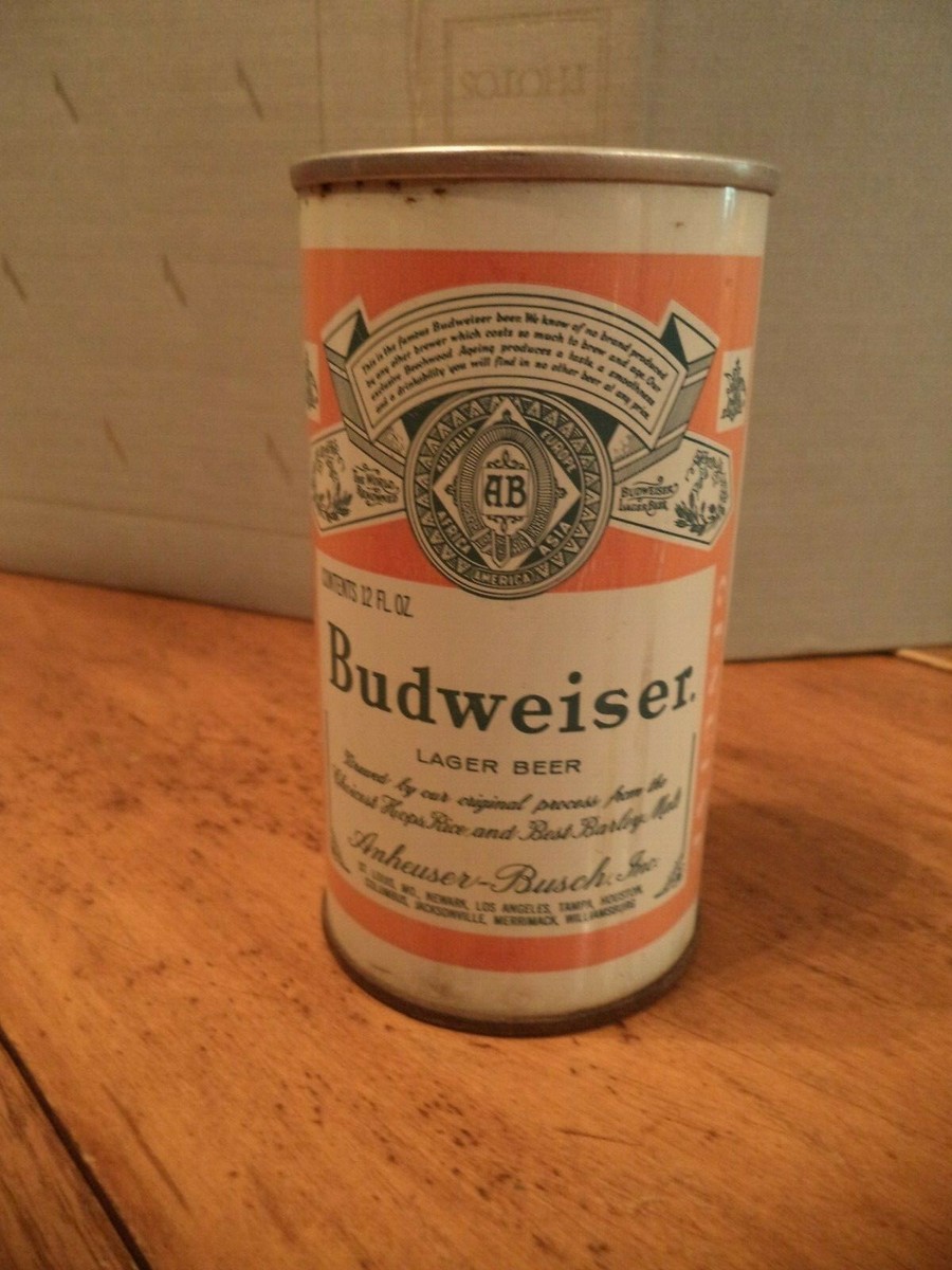 BUDWEISER 12 OZ STRAIGHT EDGE STEEL BEER CAN ST LOUIS + 8 CITIES