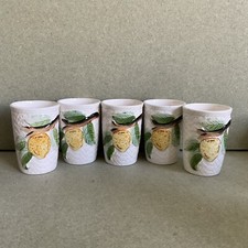 Otagiri Style 5 number of Small Mugs Hand Painted Lemon Stoneware Vintage Japan