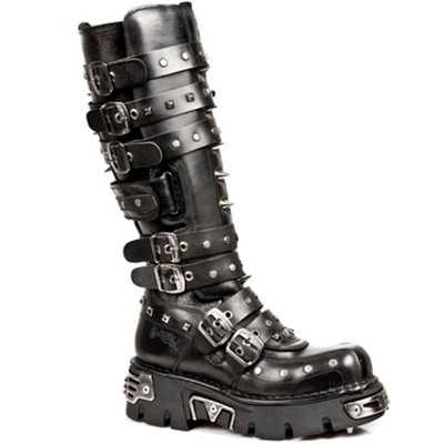 Goth Mens Rocker Style Boots Men's Leather Motorcycle Boots
