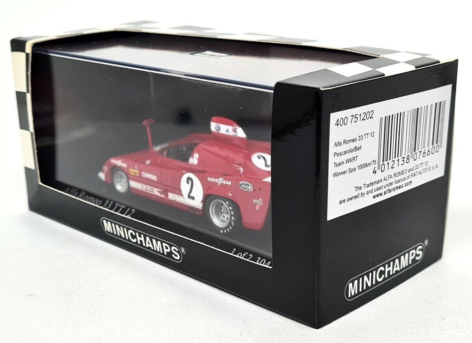 Minichamps 1/43 - Alfa Romeo 33TT 12 Spa 1000 km Pescarolo Bell Diecast coche de carreras Foto 2 de 4