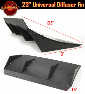 Universal 22x21 Black ABS Rear Bumper Diffuser With 4 Fins / Canards For Mini