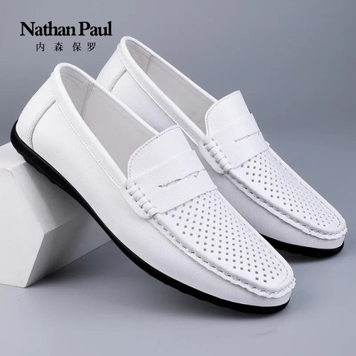 Genuine Leather Men's Casual Shoes Flats Loafers Soft Moccasins Driving Shoes - Picture 4 of 26