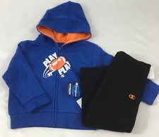 Champion Boys 2-Piece Athletic Set Blue Hoodie Sweatshirt Black Sweatpants 6-9M