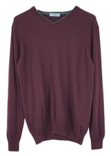 HARMONT BLAINE Jumper Men's LARGE Pullover Wool Blend Knitted V-Neck Burgundy