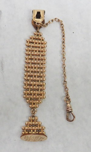 ANTIQUE 14K GOLD FILLED VICTORIAN ERA POCKET WATCH FOB & CHAIN - Picture 4 of 5